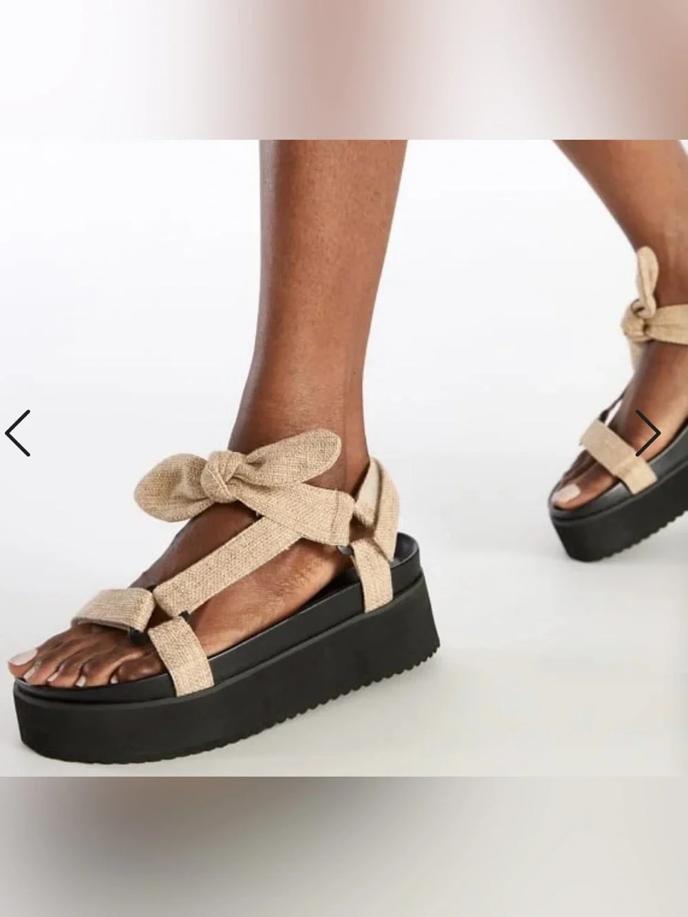 Shoe Dazzle Beige Tie-Knot Platform Sandals